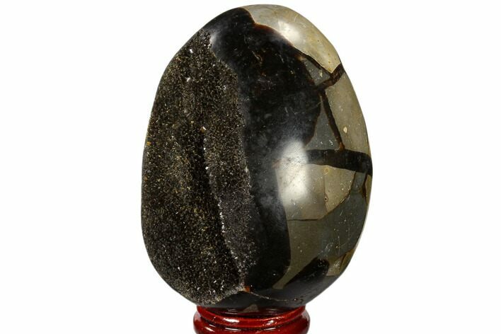 Septarian Dragon Egg Geode - Black Crystals #118751
